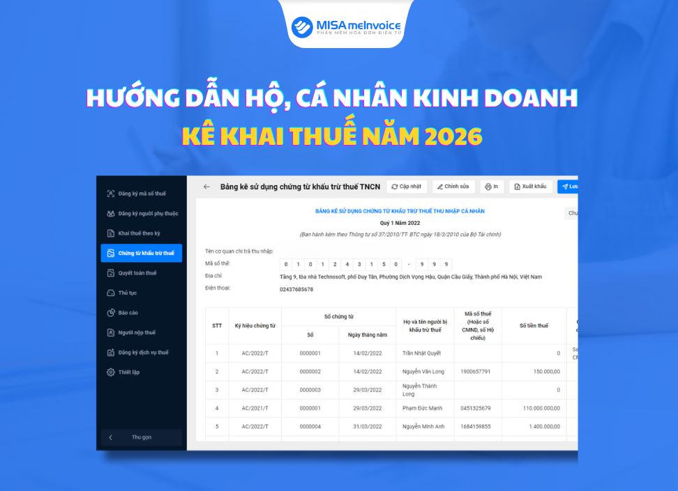 Hướng dẫn kê khai thuế hộ, cá nhân kinh doanh năm 2026 | Tiết kiệm 90% Chi Phí | An toàn nhất